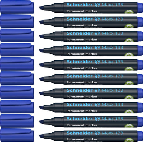 Schneider schrijfwaren schneider permanent marker - maxx 133 - beitelpunt - blauw - 10 stuks - s-113303-10