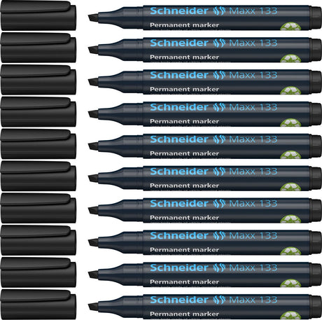 Schneider schrijfwaren schneider permanent marker - maxx 133 - beitelpunt - zwart - 10 stuks - s-113301-10