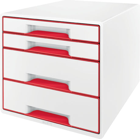 Leitz wow cube ladenblok met 5 laden - opberger met vakken - wit rood
