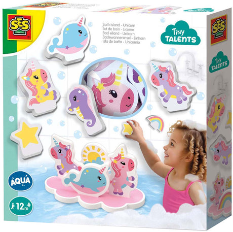 Ses creative tiny talents bad eiland - unicorn met 8 foamfiguren - vanaf 1 jaar - badspeelgoed - motorische ontwikkeling - schoencadeautjes sinterklaas