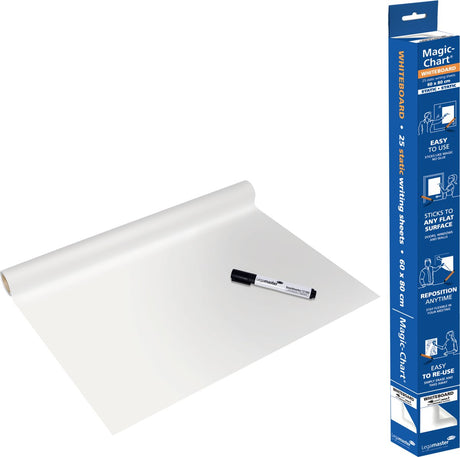 Legamaster magic-chart whiteboardfolie – 60 x 80 cm – wit – 25 geperforeerde vellen, incl. 1 uitwisbare bordstift