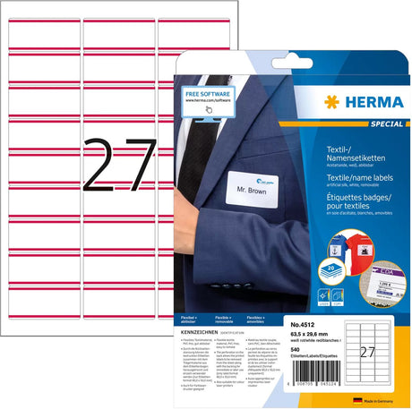 Herma naambadge etiket 4512 63.5x29.6mm wit rood