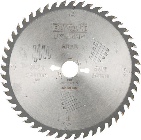 Dewalt 250 x 3,0 x 30 mm 48-tands cirkelzaagblad hout | extreme - dt4323