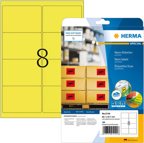 Herma printeretiketten labels luminouse yellow 99,1x67,7 superprint 200 pcs.