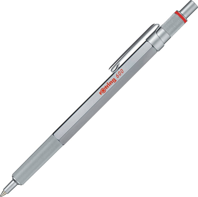Rotring 600-balpen | medium punt | zwarte inkt | zilverkleurige behuizing | navulbaar