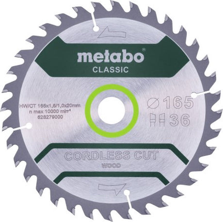 Metabo 628279000 hw ct cirkelzaagblad - 165 x 20 x 36t