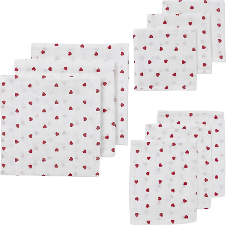 Meyco baby sweet heart starterset - 9-pack - hydrofiel - red