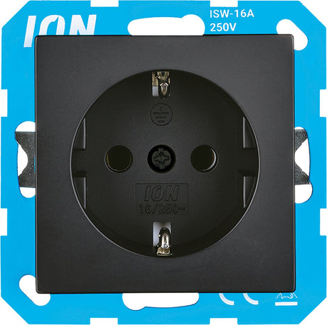 Ion industries - stopcontact - mat zwart | randaarde kinderbeveiliging