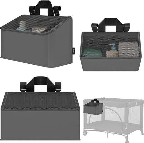 Lionelo sidepocket medium – bedside pocket wiegorganizer 43×15×23 cm – 3 ritsvakken handvat – voor reisbed, co-sleeper box – verstevigd, multifunctioneel afneembaar