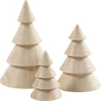 Creativ company kerstbomen van hout, h: 5+7,5+10 cm, d: 3,5+5,4+6,7 cm, 3 stuks, keizerin boom