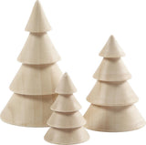 Creativ company kerstbomen van hout, h: 5+7,5+10 cm, d: 3,5+5,4+6,7 cm, 3 stuks, keizerin boom