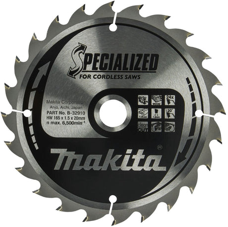 Makita cirkelzaagblad voor hout | specialized | ø 165mm asgat 20mm 24t - b-32910