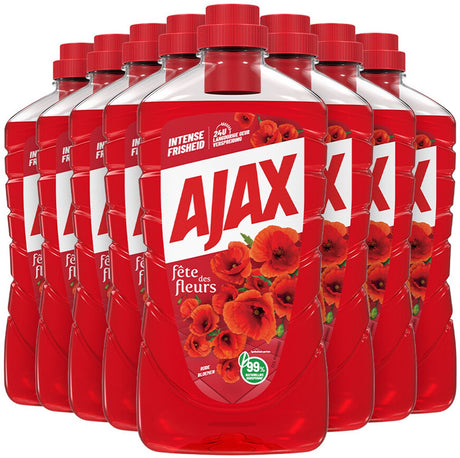 Ajax allesreiniger fête des fleur rode bloem - 8 x 1l - multi-oppervlakken allesreiniger - voordeelverpakking