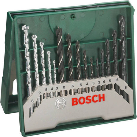 Bosch x-line boorset - 15-delig - hout, metaal en steen