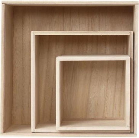 Creativ company houten showdozen vierkant set van 3 stuks h:15-28
