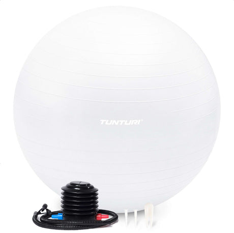 Tunturi anti burst fitness bal met pomp - yoga bal 55 cm - pilates bal - zwangerschapsbal – 220 kg gebruikersgewicht - incl trainingsapp – wit