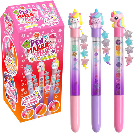 Gear2play pen maker magic - mini: unicorn - maak 3 unieke pennen met kralen, bedels en unicorn figuren