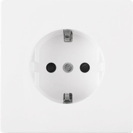 Merten system d contactdoos - inbouw 1-voudig met randaarde - gemaakt van kunststof - bevestiging met schroeven - afmetingen 71 x 71 x 40 mm - kleur lotuswit - per 1 stuk verpakt in blister