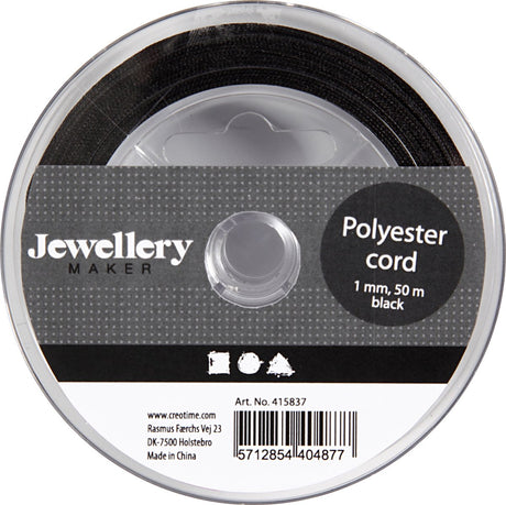 Creativ company polyester koord zwart, 50m