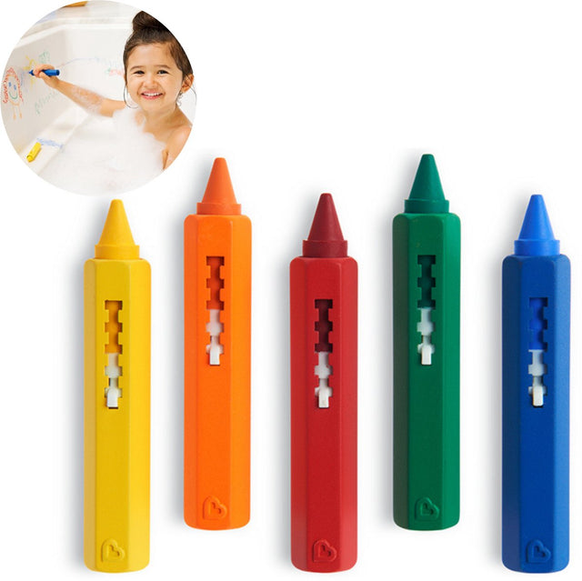 Munchkin badkrijtjes - kleuren in bad - badspeelgoed - 5 verschillende kleuren - makkelijk te wassen- vanaf 36 maanden
