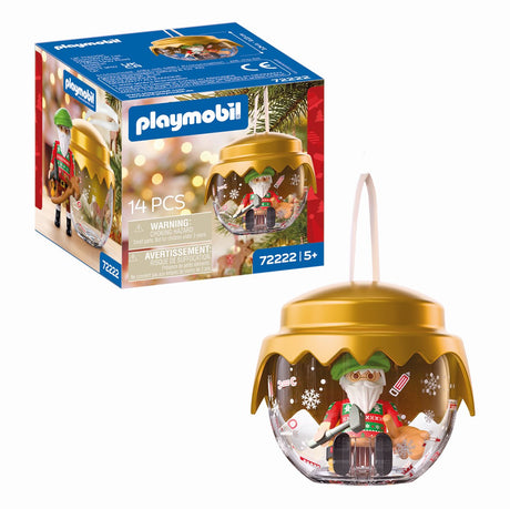 Playmobil | christmas | kerstbal: speelgoedontwerper | feestelijke verzamelbal met knutselende kerstman en speelgoedpaard | voor kinderen vanaf 5 jaar | 72222