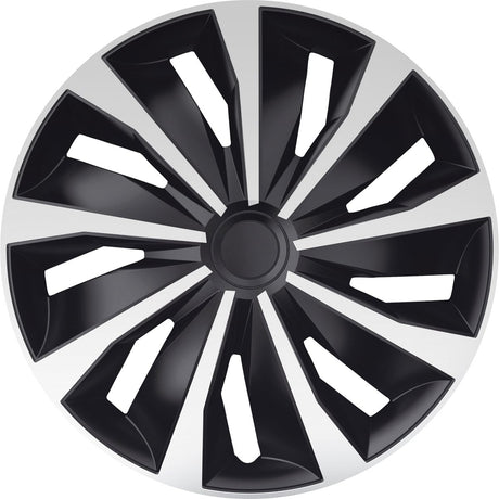 Carpoint wieldoppenset grip 14 inch zwart zilver 4 stuks