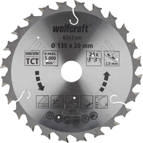 Wolfcraft - cirkelzaagblad 135 x 20 mm - voor handcirkelzaag - serie lila - 6341000