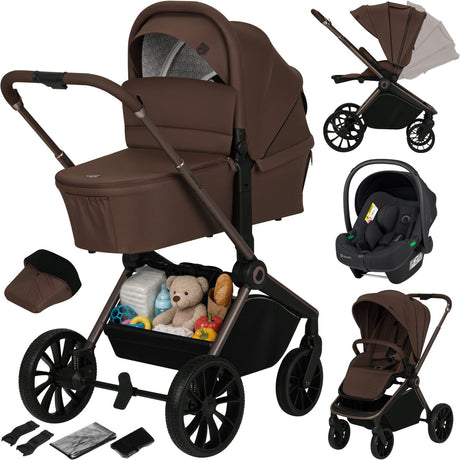 Lionelo mika plus - kinderwagen 3in1 - xxl set - tot 22kg - incl. i-size autostoel - veelzijdig en jaarrond - grote wielen - bediening met een hand - voor alle soorten terrein - accessoireset