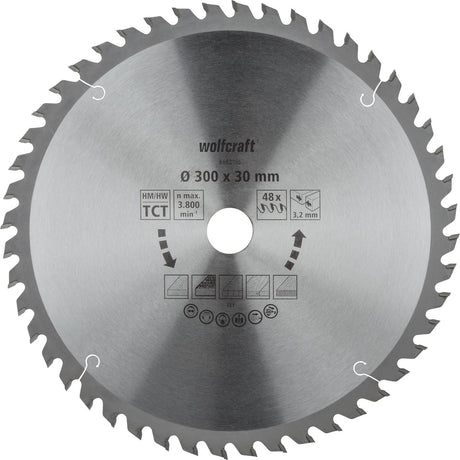 Wolfcraft - zaagtafel cirkelzaagblad 300x30mm - 48 tanden - zaagblad voor tafelzaag - 6682000