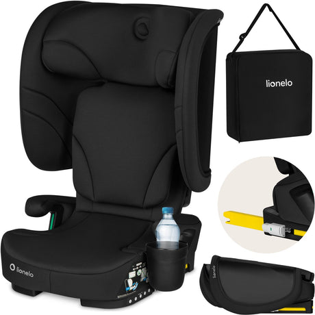 Lionelo orin i-size autostoel isofix - opvouwbaar autostoeltje 100-150 cm (3,5-12 jaar 15 tot 36 kg groep 2 3) – 14-standen hoofdsteun – 5-standen zitting – dri-seat – licht compact – bekerhouder transporttas – kinderzitje