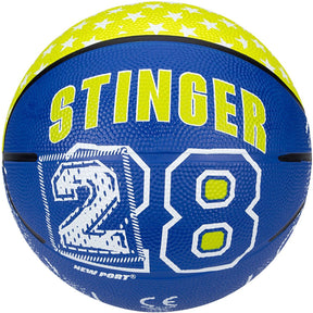 New port mini basketbal print - kobalt fluorgeel wit - 3