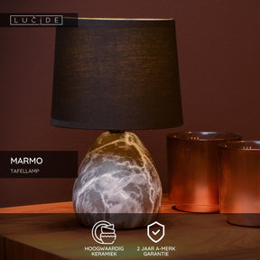 Lucide marmo - tafellamp - ø 16 cm - 1xe14 - zwart - japandi