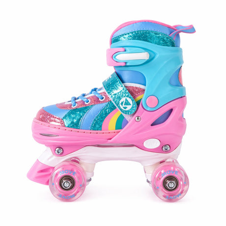 Move rolschaatsen - quad rainbow adjustable m 34-37 - wit roze blauw - lichtgevende wielen - verstelbaar maat 34 tot 37 34-37