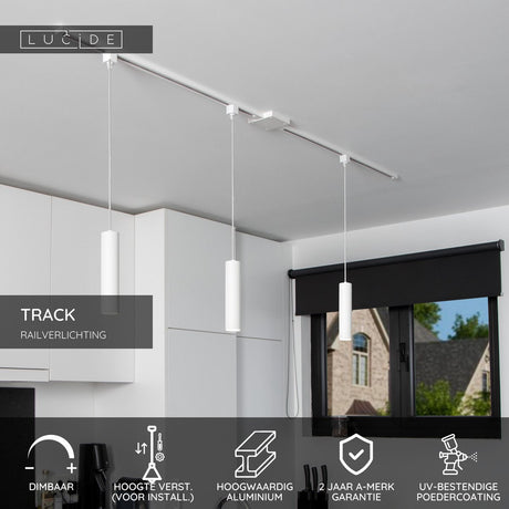Lucide track floris hanglamp - 1-fase railsysteem railverlichting - 1xgu10 - wit (uitbreiding)