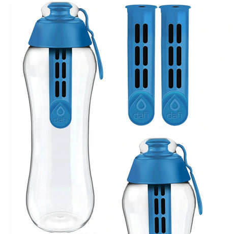 Dafi - waterfilterfles - 0,7 liter - bpa vrij - inclusief 2 filters (300l) - sportdop - blauw