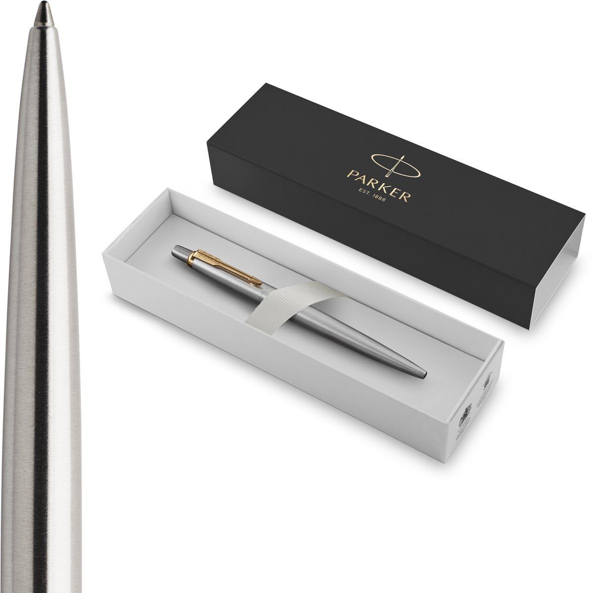 Parker jotter-balpen - medium punt - blauwe inkt - roestvrij staal met chromen afwerking - incl. geschenkdoos