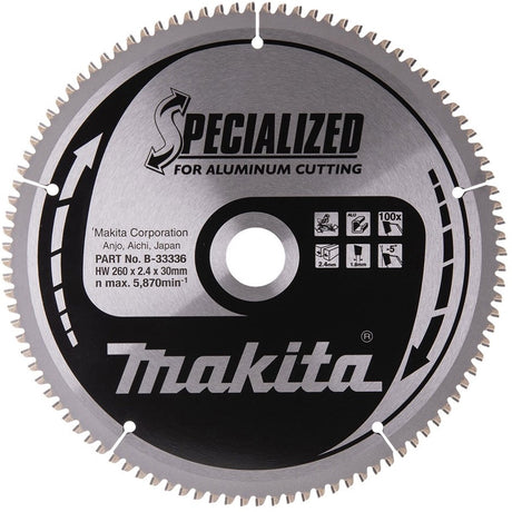Makita ø 260mm asgat 30mm 100t afkortzaagblad voor aluminium | specialized: aluminium - b-33336
