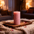 Arti casa rustieke stompkaars - ø7 x h13 cm - roze - lange brandtijd van 46 uur - decoratieve kaars voor een sfeervol interieur - ongeparfumeerd - gemaakt van kwalitatieve wax