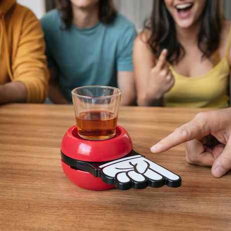 Lifetime shot spinner - drankspel voor feestjes en borrelavonden - compact en draagbaar - geschikt voor 2 tot 10 spelers - shotglas van 46ml - afmeting ø5x9cm - kleur rood