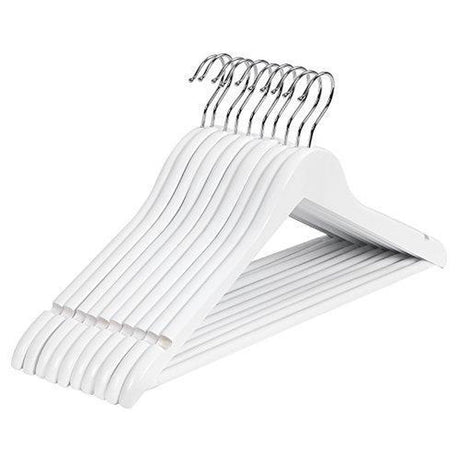 Merkloos sans marque houten kledinghangers met metalen haak broeklat - kledingrek kapstok jas broek hanger - broekhanger kleerhanger wit - 50 stuks