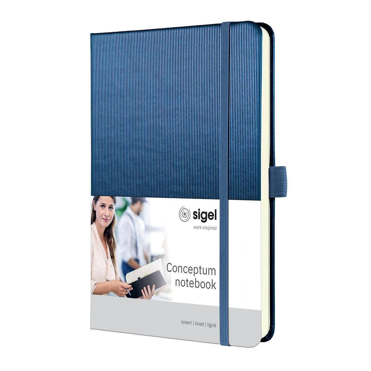Sigel notitieboek a5 conceptum blue metallic lijn hardcover
