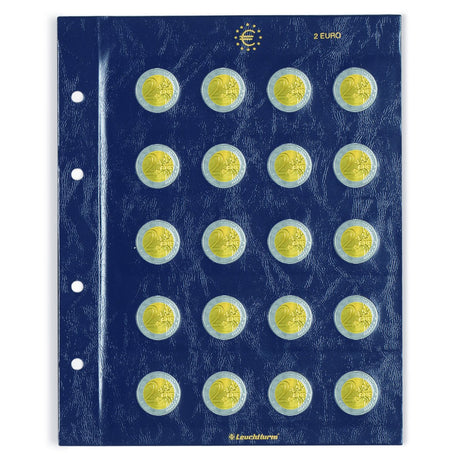 Leuchtturm vista, bladen (4 rings) 2 euromunten (20 st.) transparant - afm: 202 x 252 mm. - copy