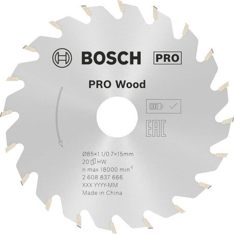 Bosch accessories 2608837666 cirkelzaagblad 85 x 15 mm aantal tanden: 20 1 stuk(s)