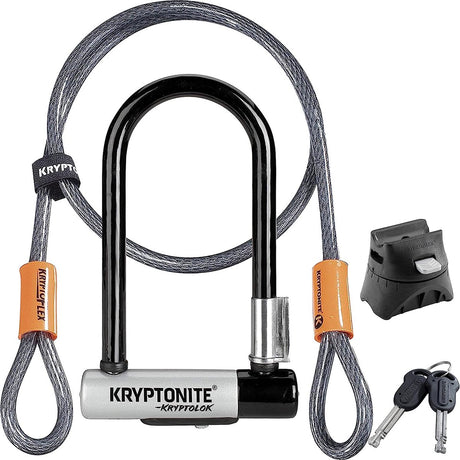 Kryptonite moderate beugelslot met kabel – fiets – art-2 slot – beugelslot elektrische fiets – 22,9 cm lang – staal – zwart zilver