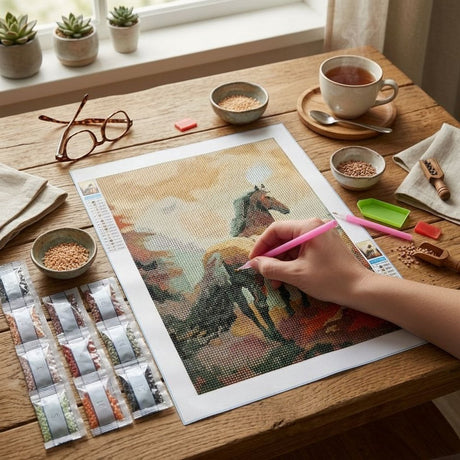Craft diamond painting - 30x40 cm – diamond painting kit met steentjes – diamant schilderij knutselset – diamond art voor volwassenen en kinderen – diy hobby set - 1 willekeurige variant