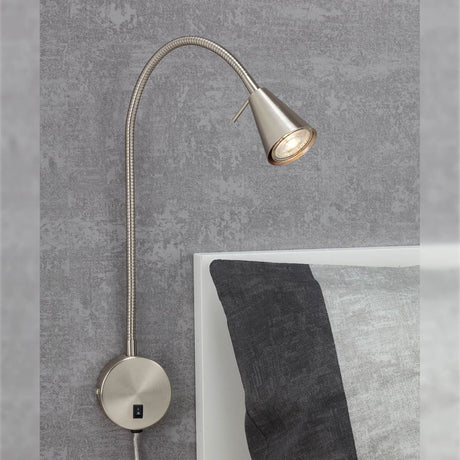 Briloner tusa - led wandlamp - zwenkbare bureaulamp - bedlamp met warm wit licht - 4.7 w - nikkel - ø8 x 45 cm