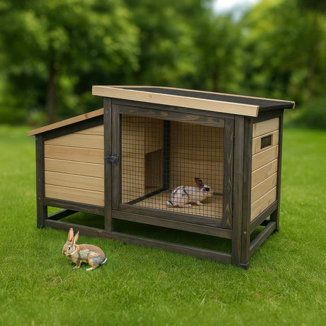 Duvo plus - woodland design - bunny barnette - houten konijnenhok - fsc hout - 111x55x68cm