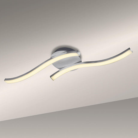 Briloner go - plafonnière - plafondlamp met 2-lichts - 2x 6w - warm wit licht - 55,4 cm - aluminiumkleurig