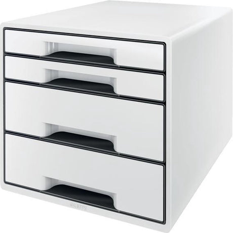 Leitz wow cube ladenblok met 4 laden - opberger met vakken - voor kantoor en thuiswerken - ideaal voor thuiskantoor - wit grijs