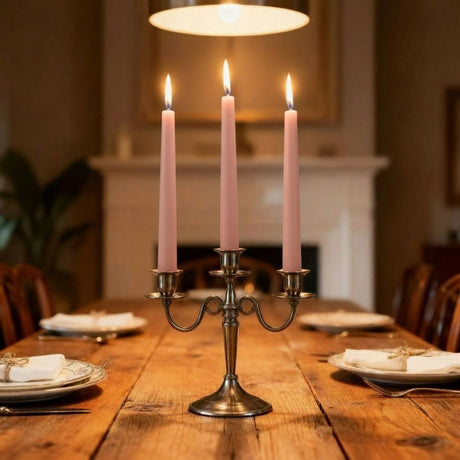 Arti casa ribble dinerkaars - set van 3 kaarsen - roze - ribbel design - ongeparfumeerd - 25 cm hoog - gemaakt van wax - sfeervolle tafeldecoratie voor diner en interieur